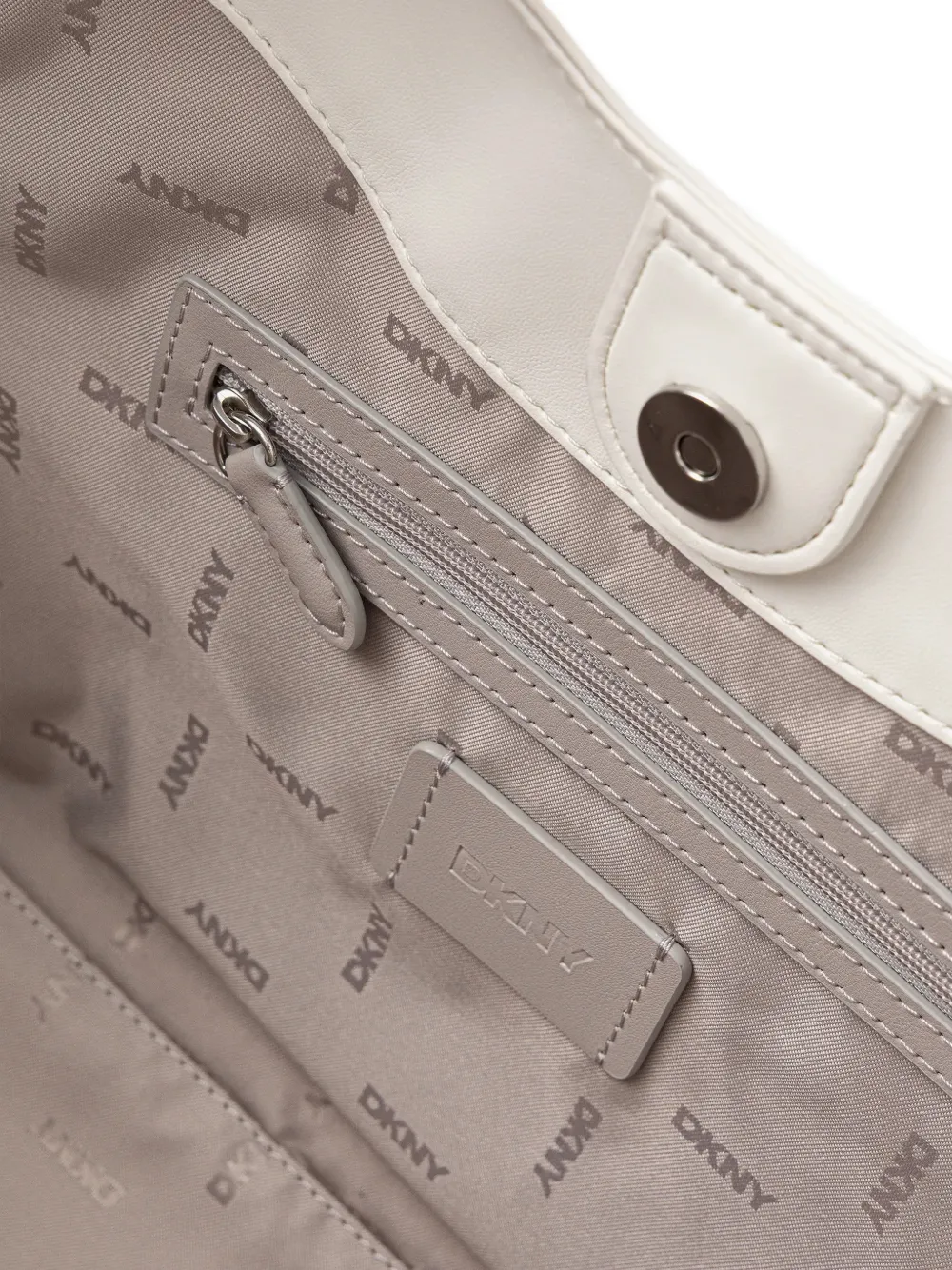 DKNY woven-detail logo-plaque tote bag Wit