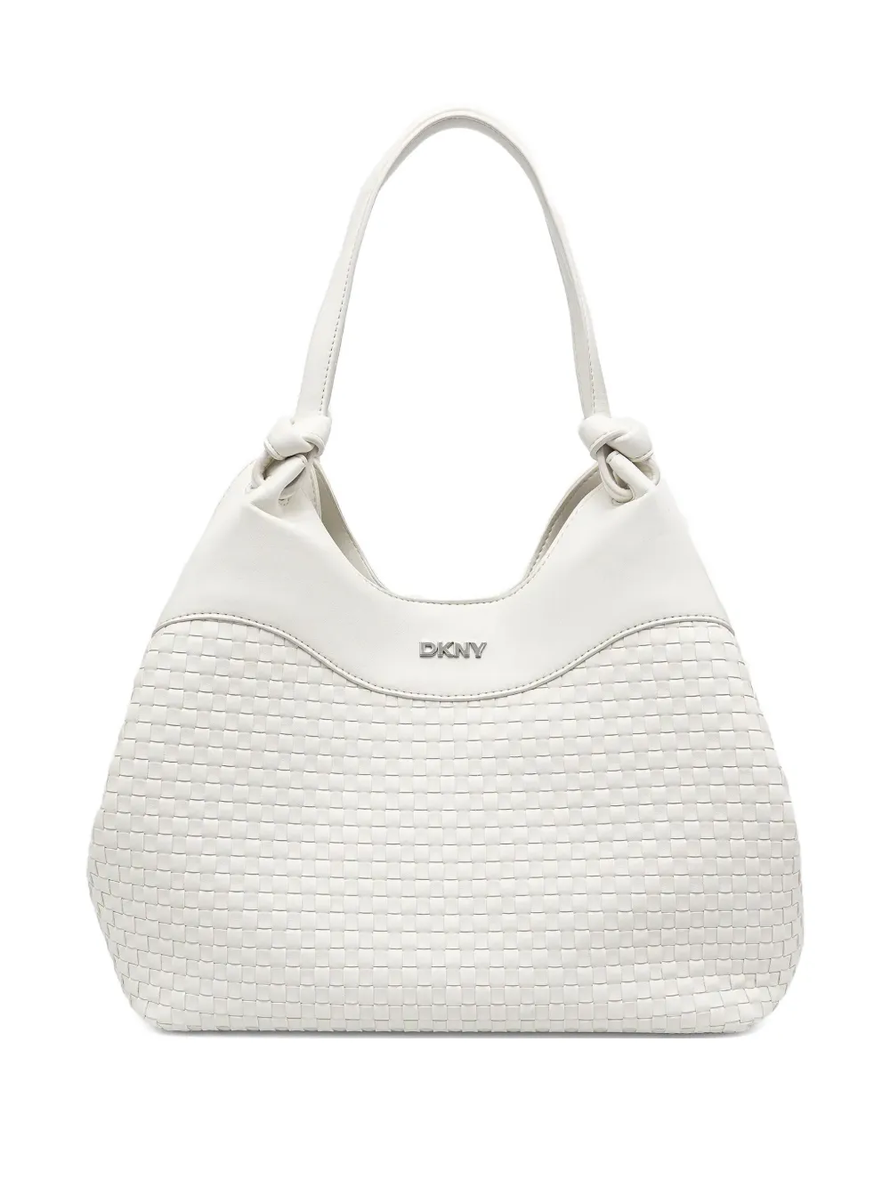 DKNY+sac+cabas+à+plaque+logo+-+Blanc