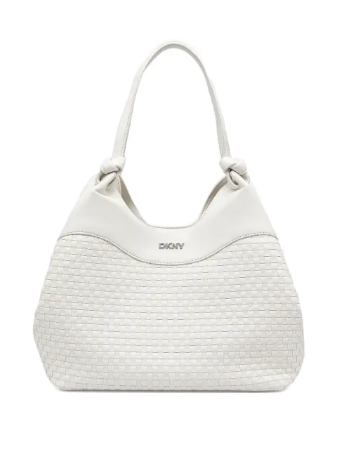 DKNY woven-detail logo-plaque tote bag