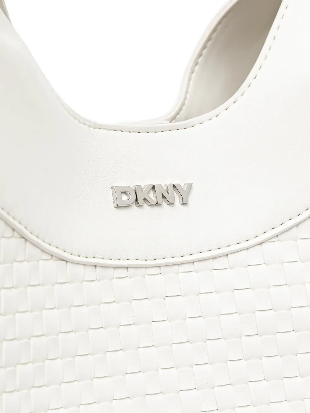 DKNY woven-detail logo-plaque tote bag Wit