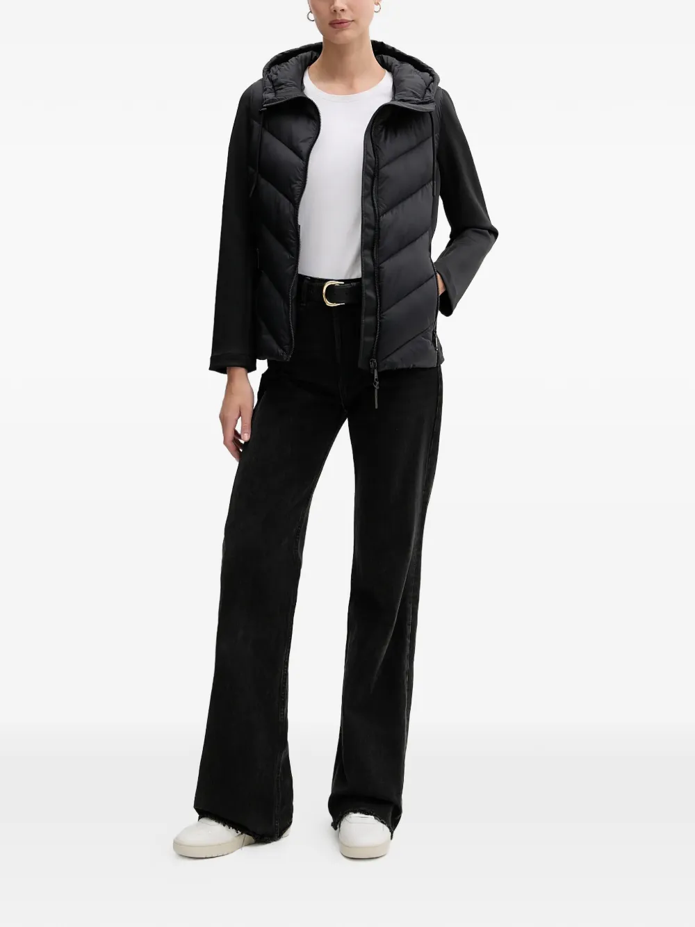 Dkny Hooded Chevron-pattern Jacket In Black