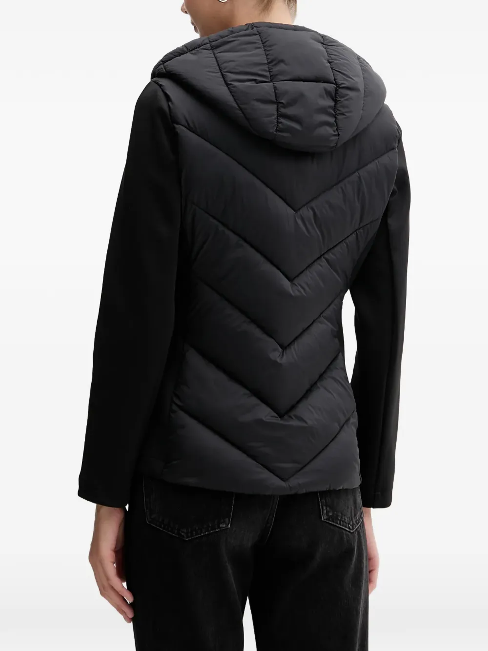 Dkny Hooded Chevron-pattern Jacket In Black