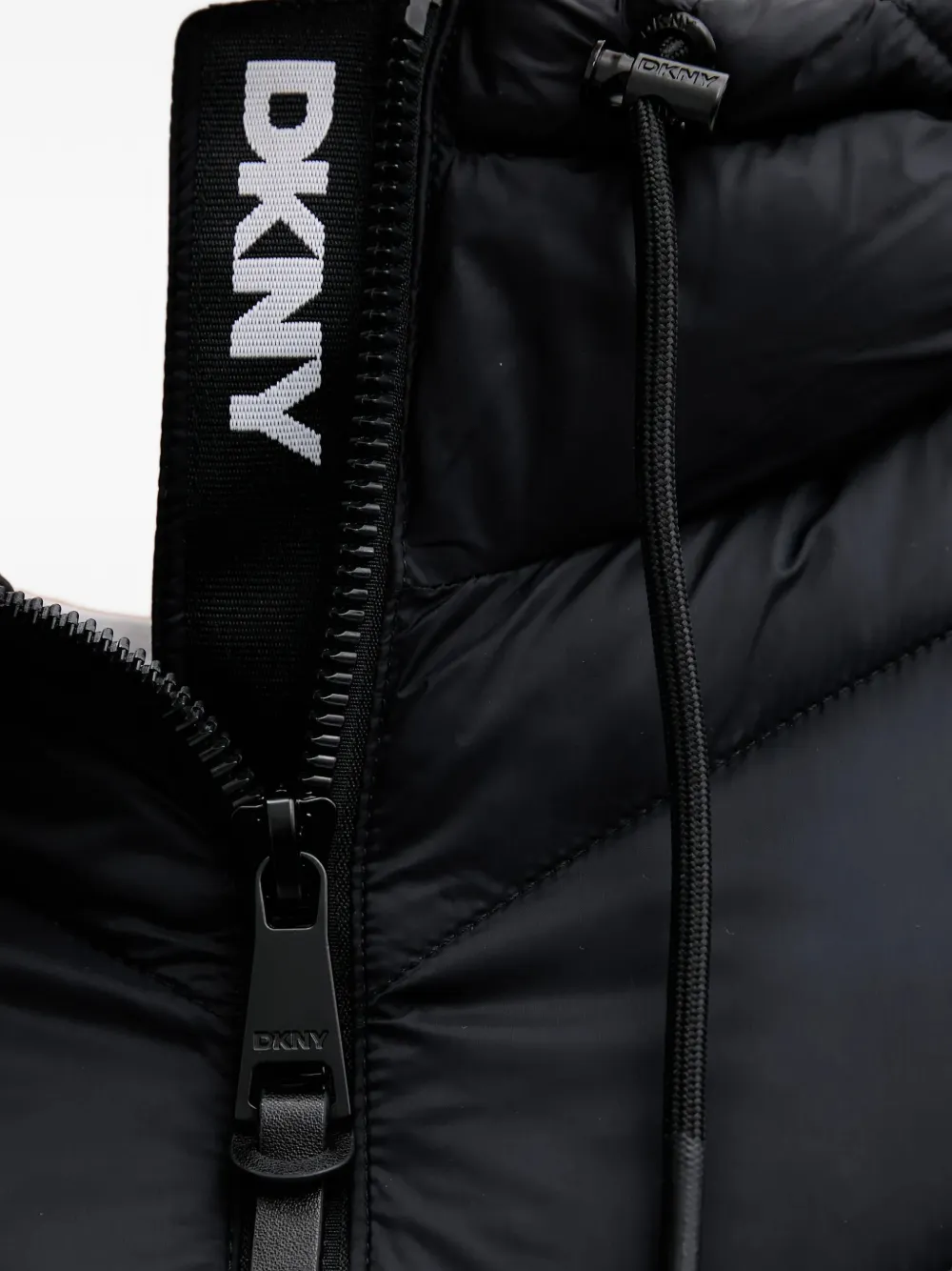 Dkny Hooded Chevron-pattern Jacket In Black