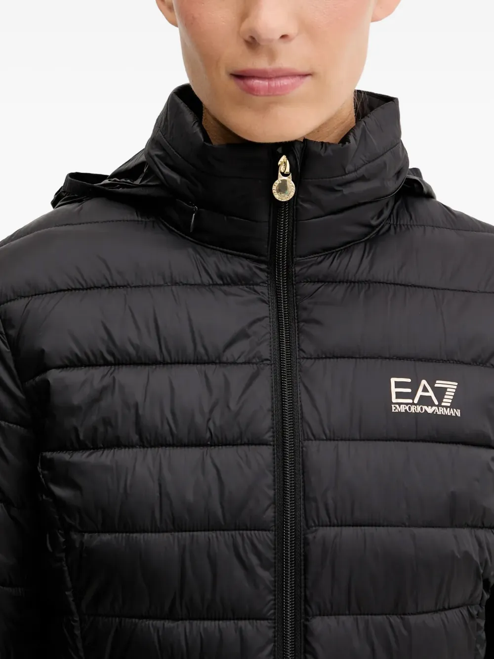 Ea7 Hooded Padded Jacket In Black