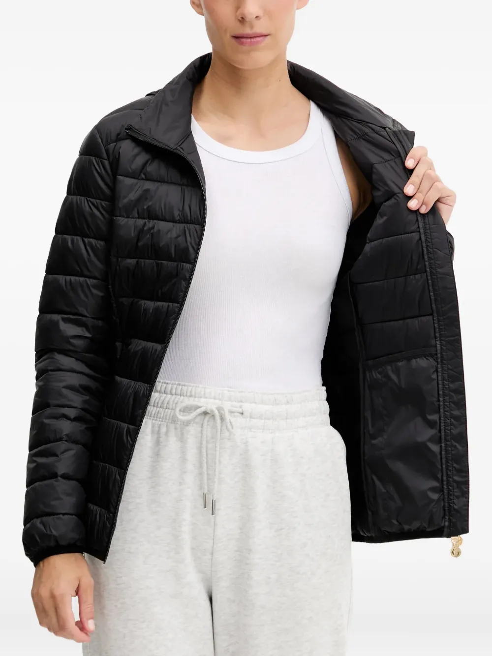 Ea7 Hooded Padded Jacket In Black