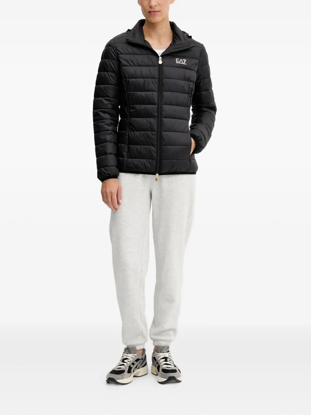 Ea7 Hooded Padded Jacket In Black
