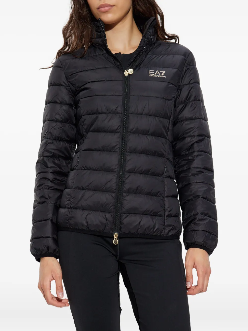 Ea7 Emporio Armani Gewatteerd jack met capuchon Zwart