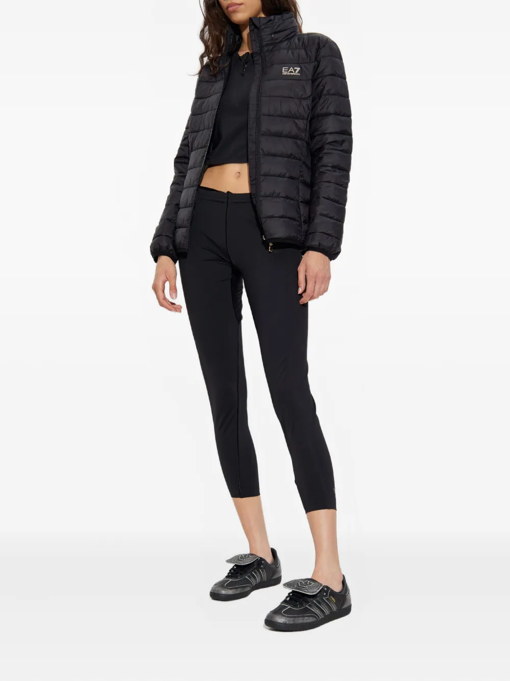 Ea7 Emporio Armani Gewatteerd jack met capuchon Zwart