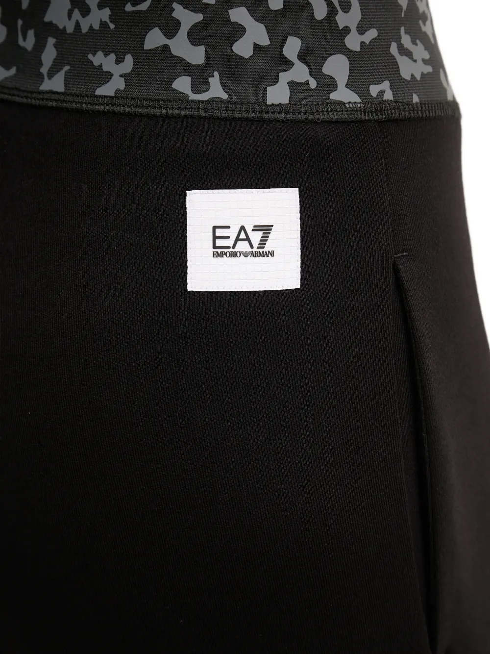 Ea7 Emporio Armani animal-print-waistband trousers Zwart