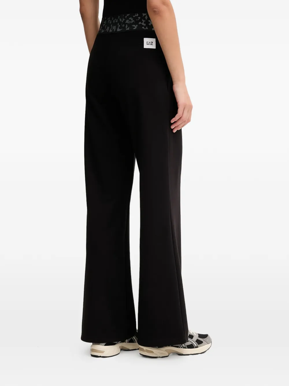 Ea7 Emporio Armani animal-print-waistband trousers Zwart