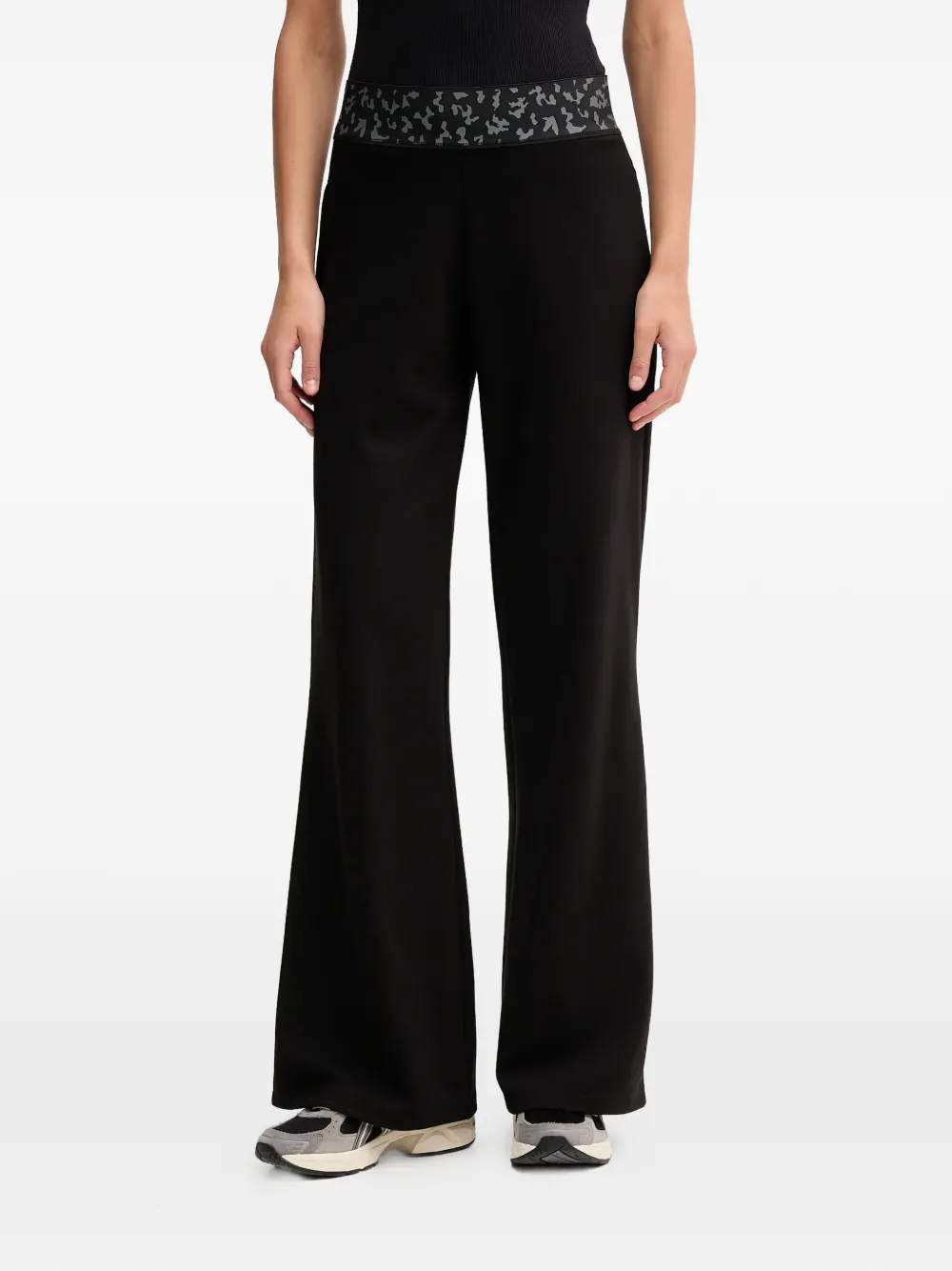 Ea7 Emporio Armani animal-print-waistband trousers - Nero