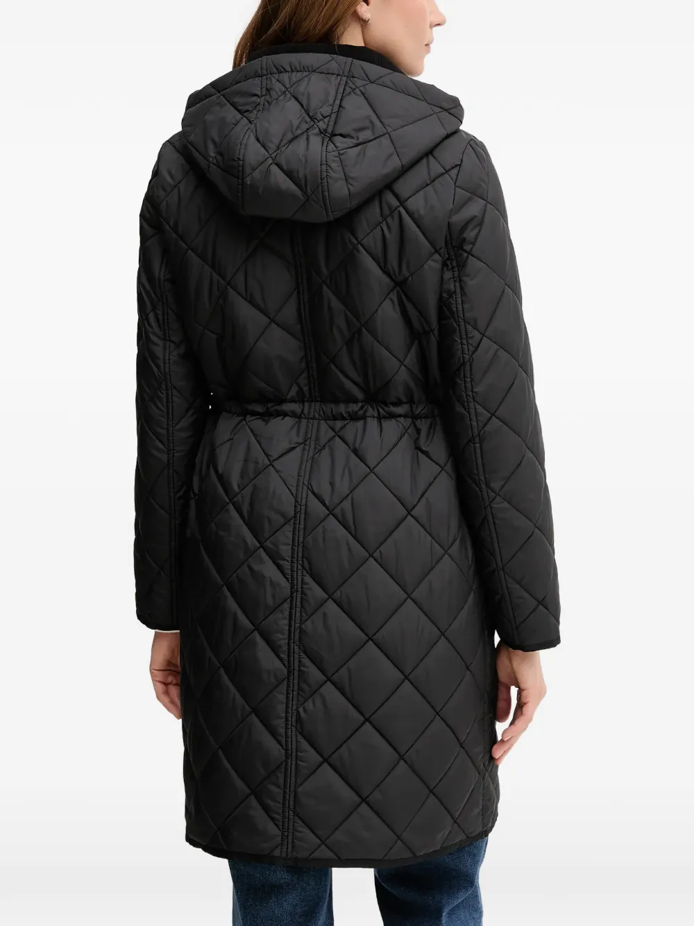 Dkny Hooded Quilted Parka In Black