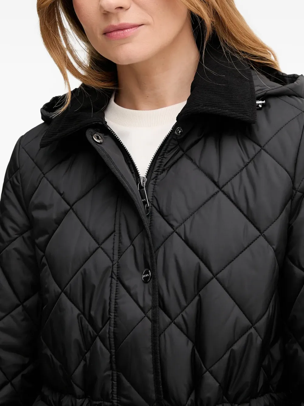 Dkny Hooded Quilted Parka In Black
