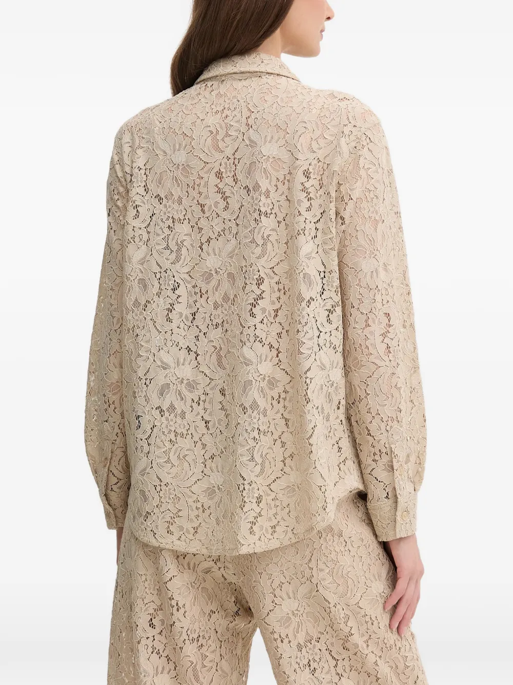 Dkny Lace-detail Pocket Shirt In Brown