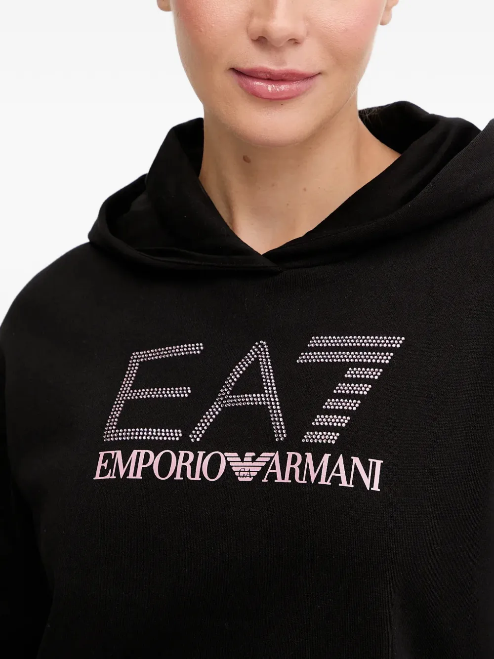 Ea7 Emporio Armani logo-print hoodie Zwart