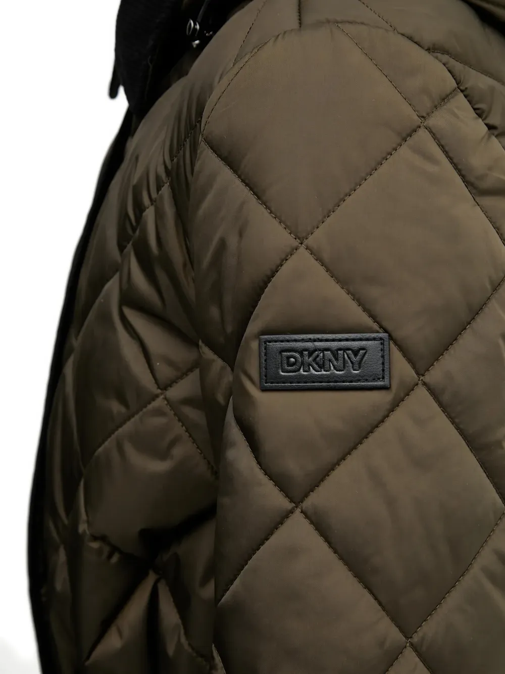 Dkny Quilted Hooded Parka In Green