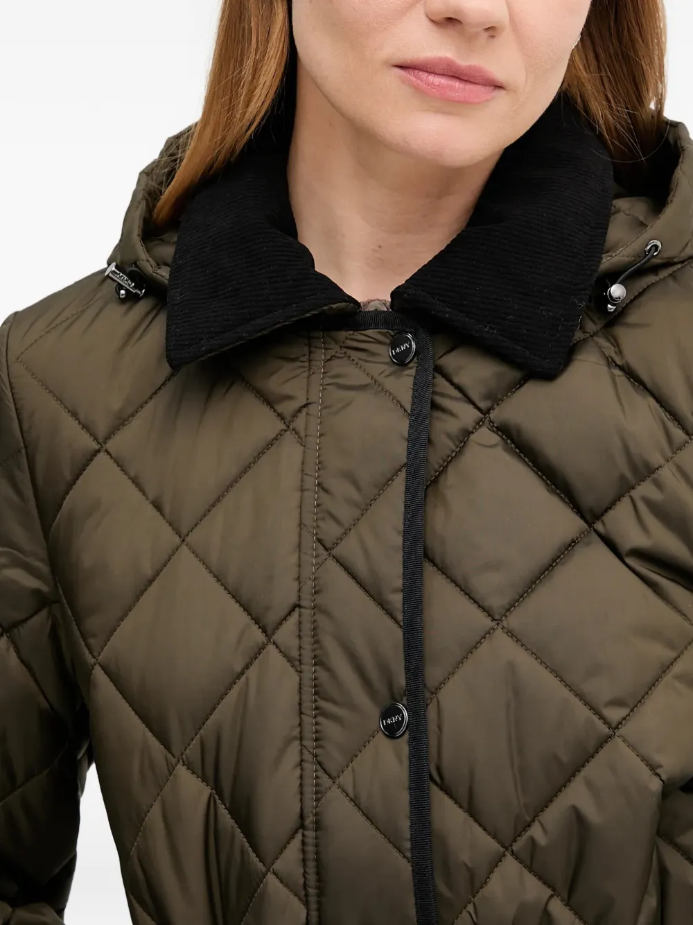 Dkny Quilted Hooded Parka In Green