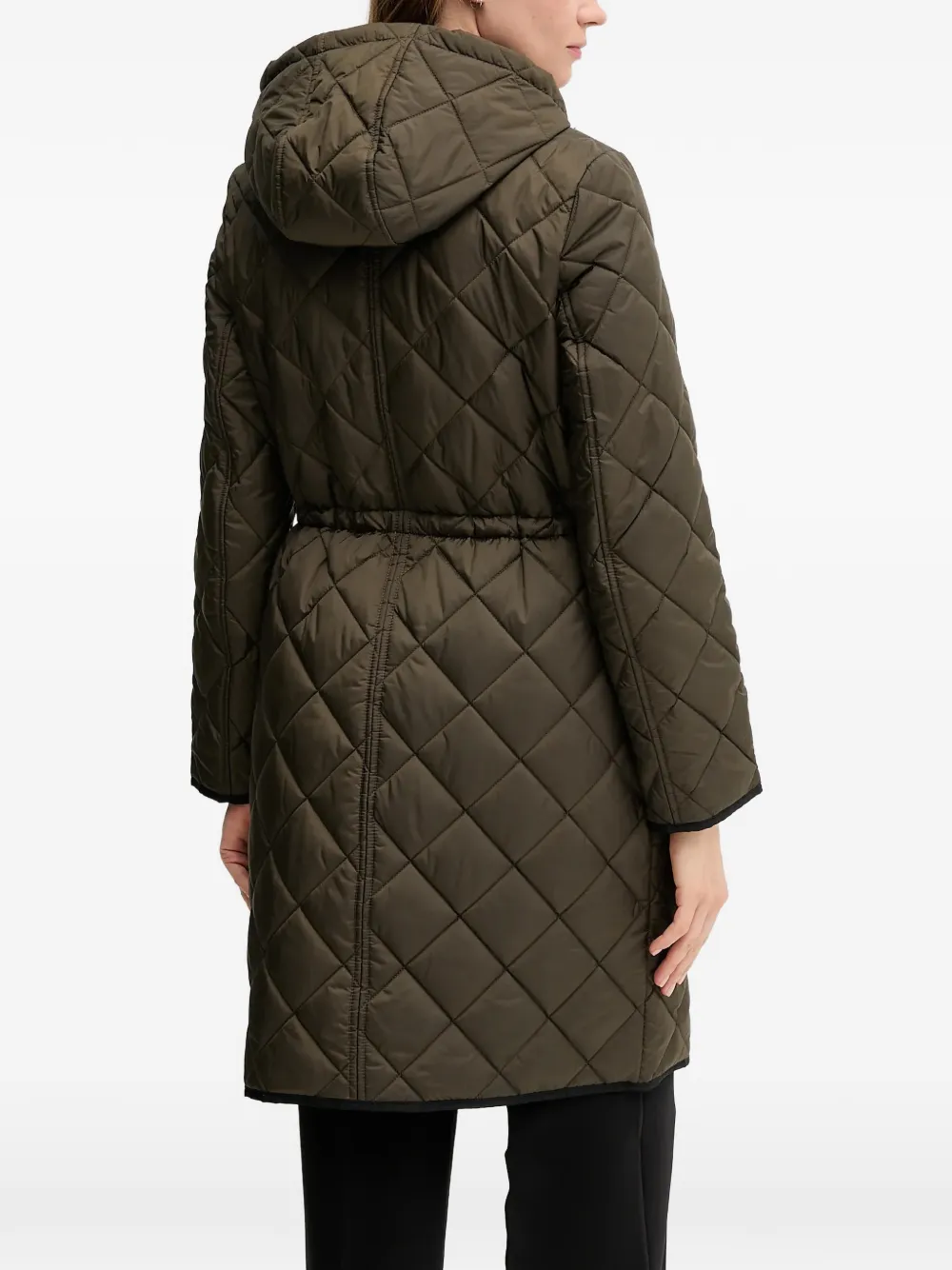 Dkny Quilted Hooded Parka In Green