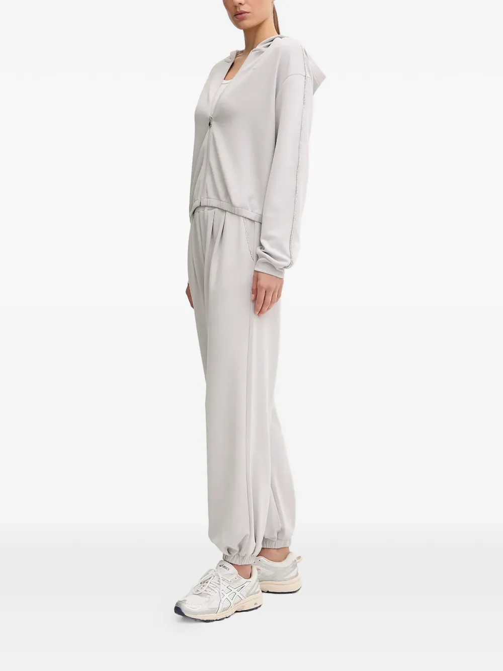 Ea7 Emporio Armani zip-up embellished hoodie - Grijs