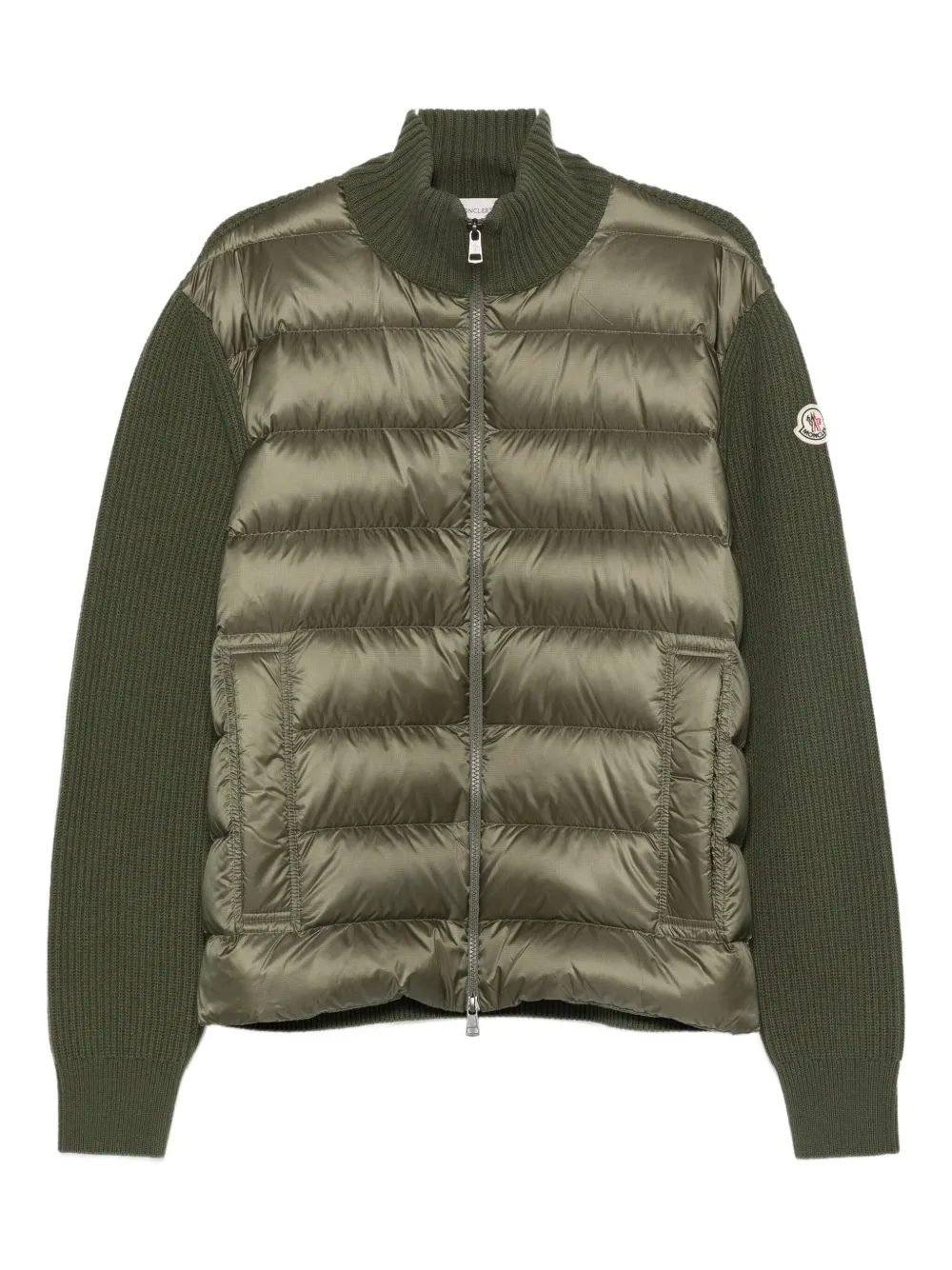 Moncler Padded Zip-up Cardigan In Green