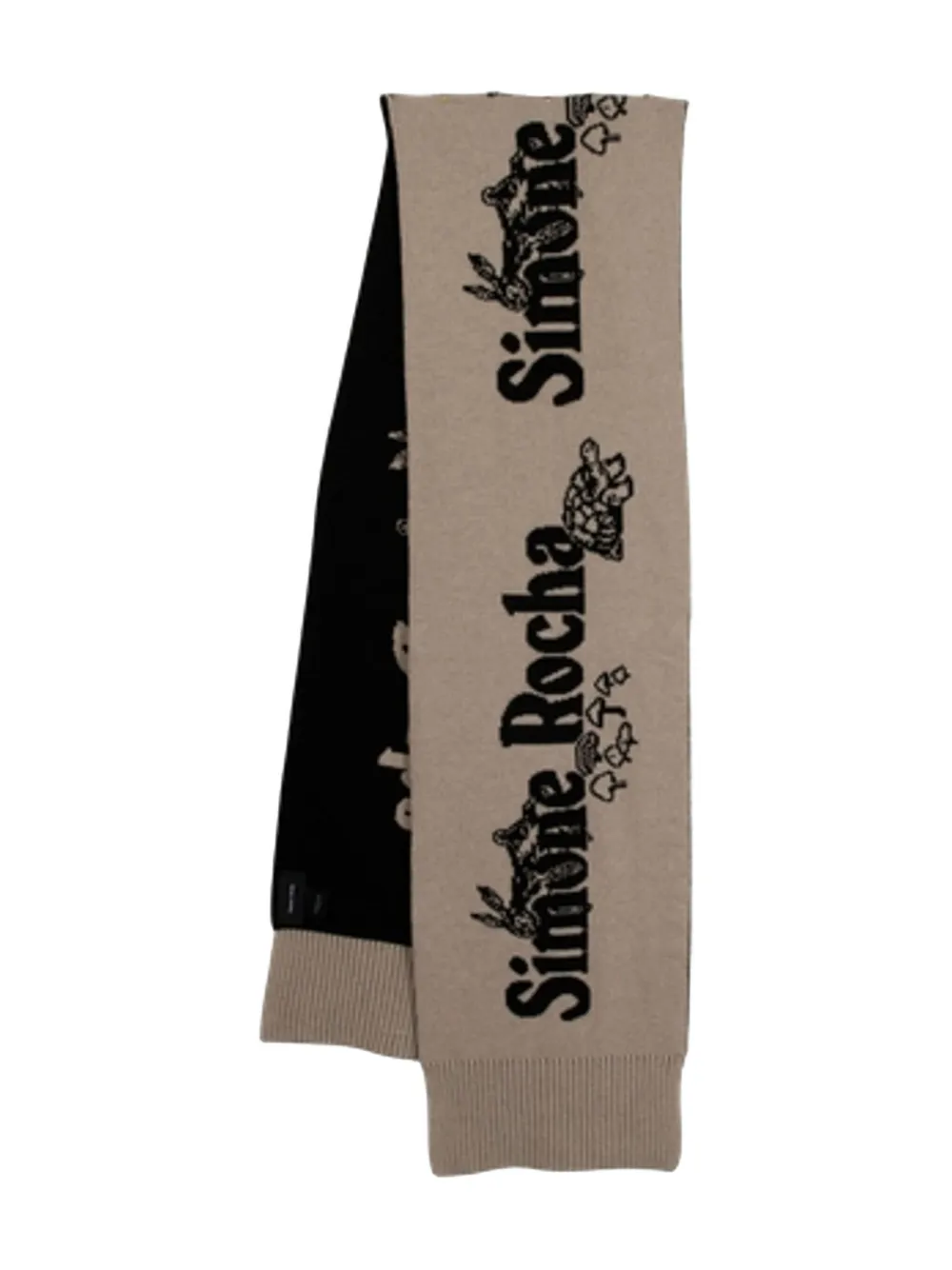 Simone Rocha Geribbelde sjaal met logo Beige