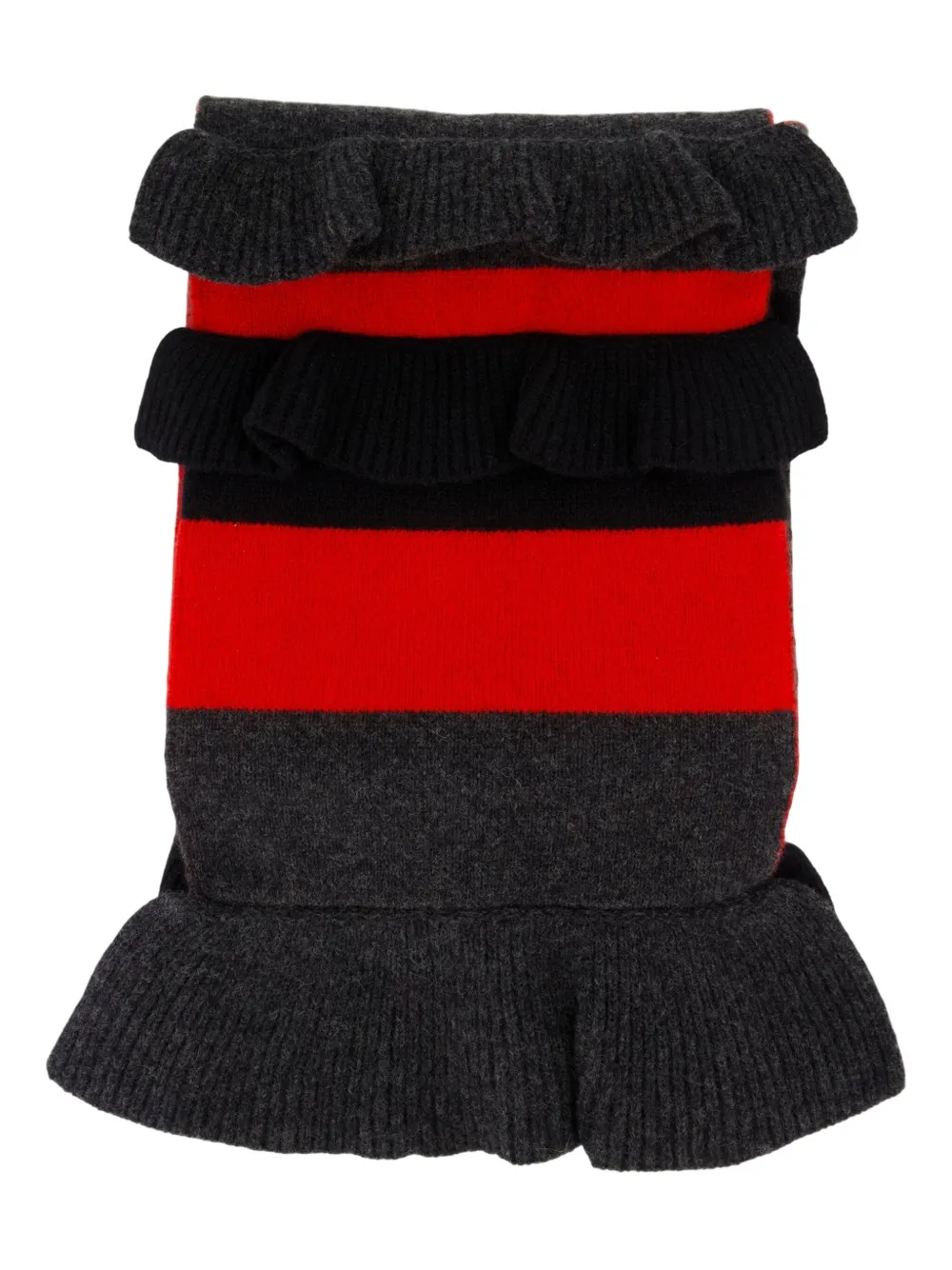 Simone Rocha Daisy ruffled striped scarf - Grijs