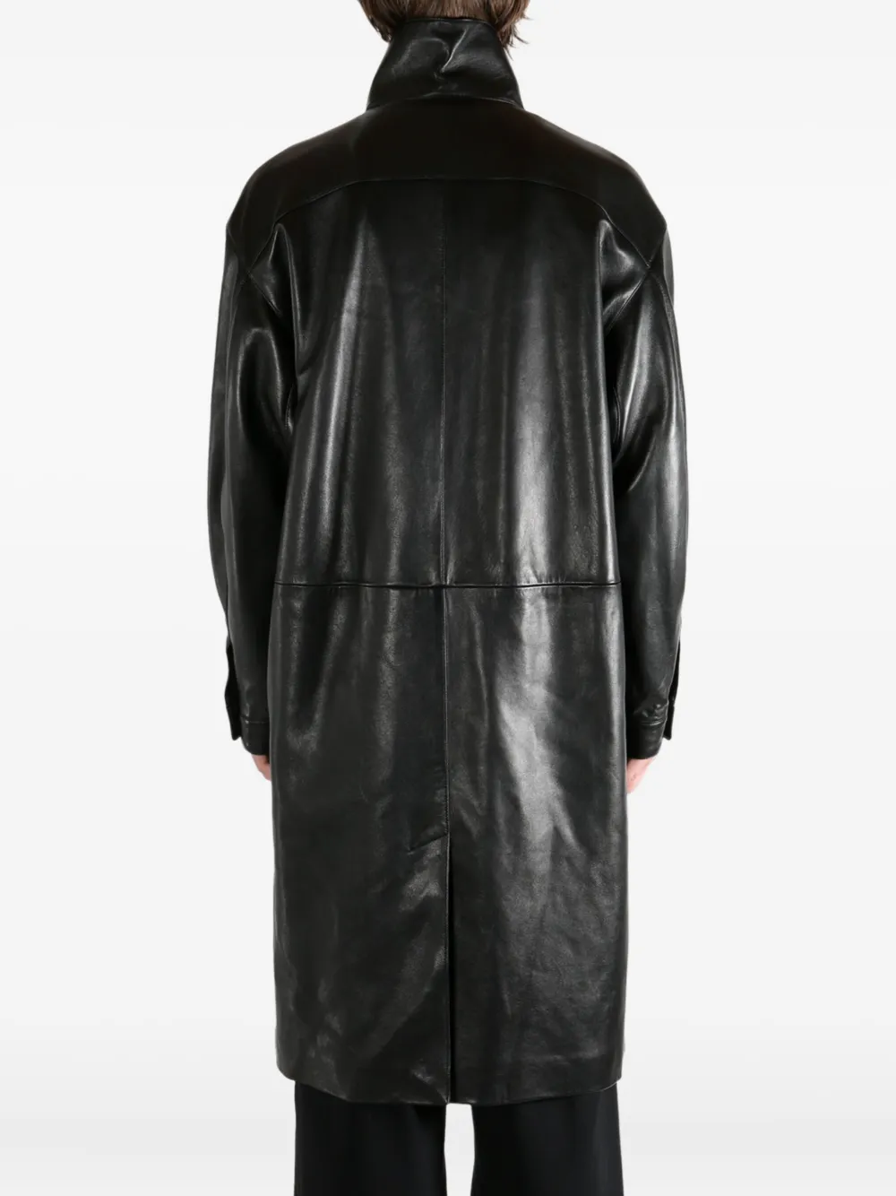 Saint Laurent panelled leather coat Zwart
