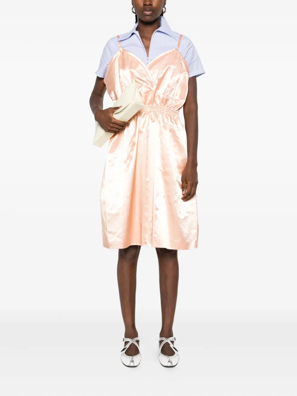 Miu Miu Satijnen mini-jurk met spaghettibandjes - Oranje