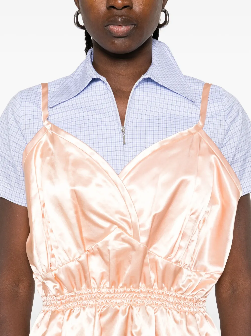 Miu Satijnen mini-jurk met spaghettibandjes Oranje