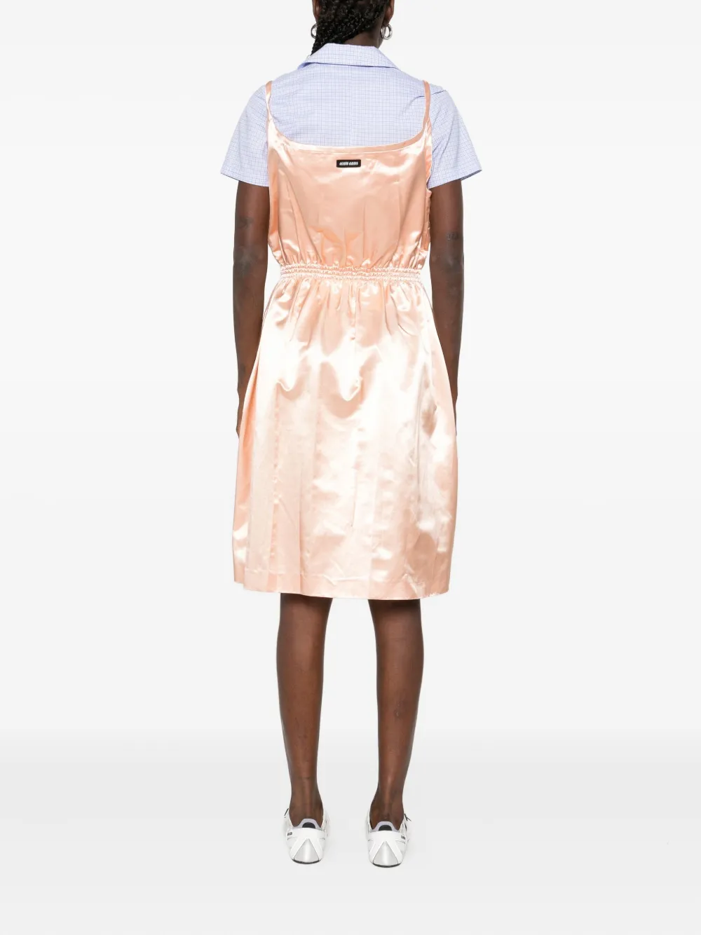 Miu Satijnen mini-jurk met spaghettibandjes Oranje