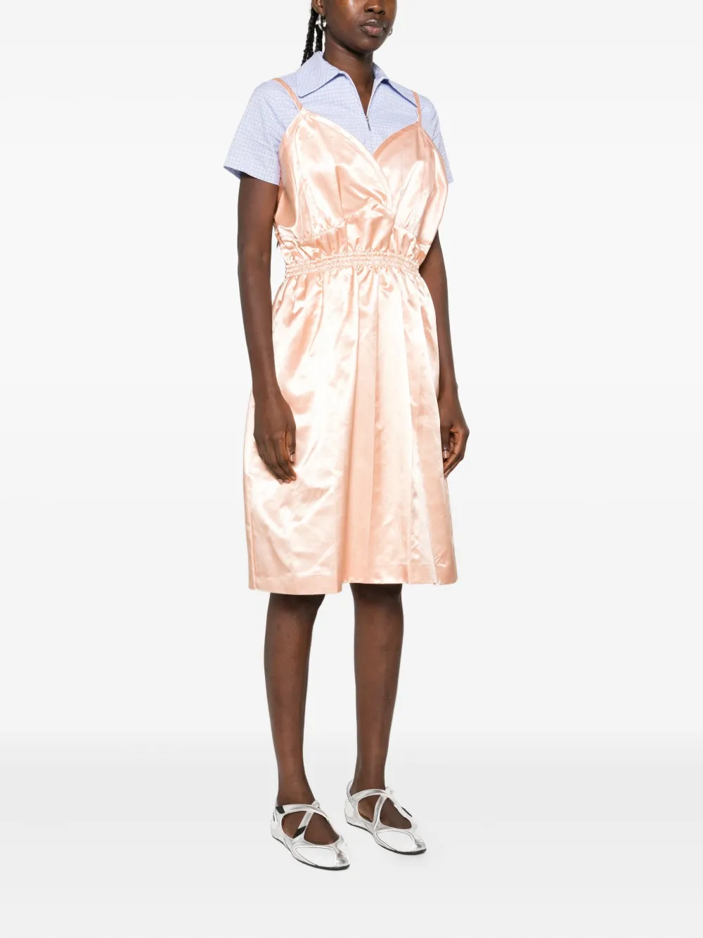 Miu Satijnen mini-jurk met spaghettibandjes Oranje