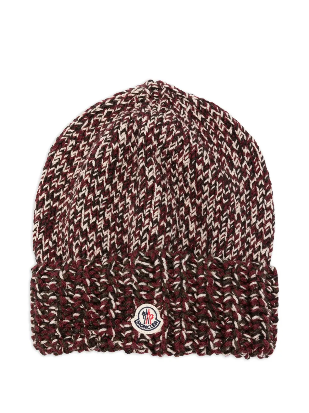 Moncler Kabelgebreide muts met logodetail Rood