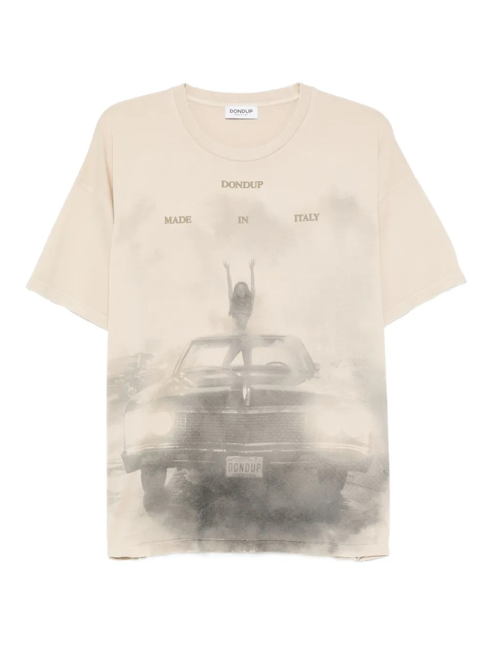 Dondup Graphic-print Cotton T-shirt In Neutral