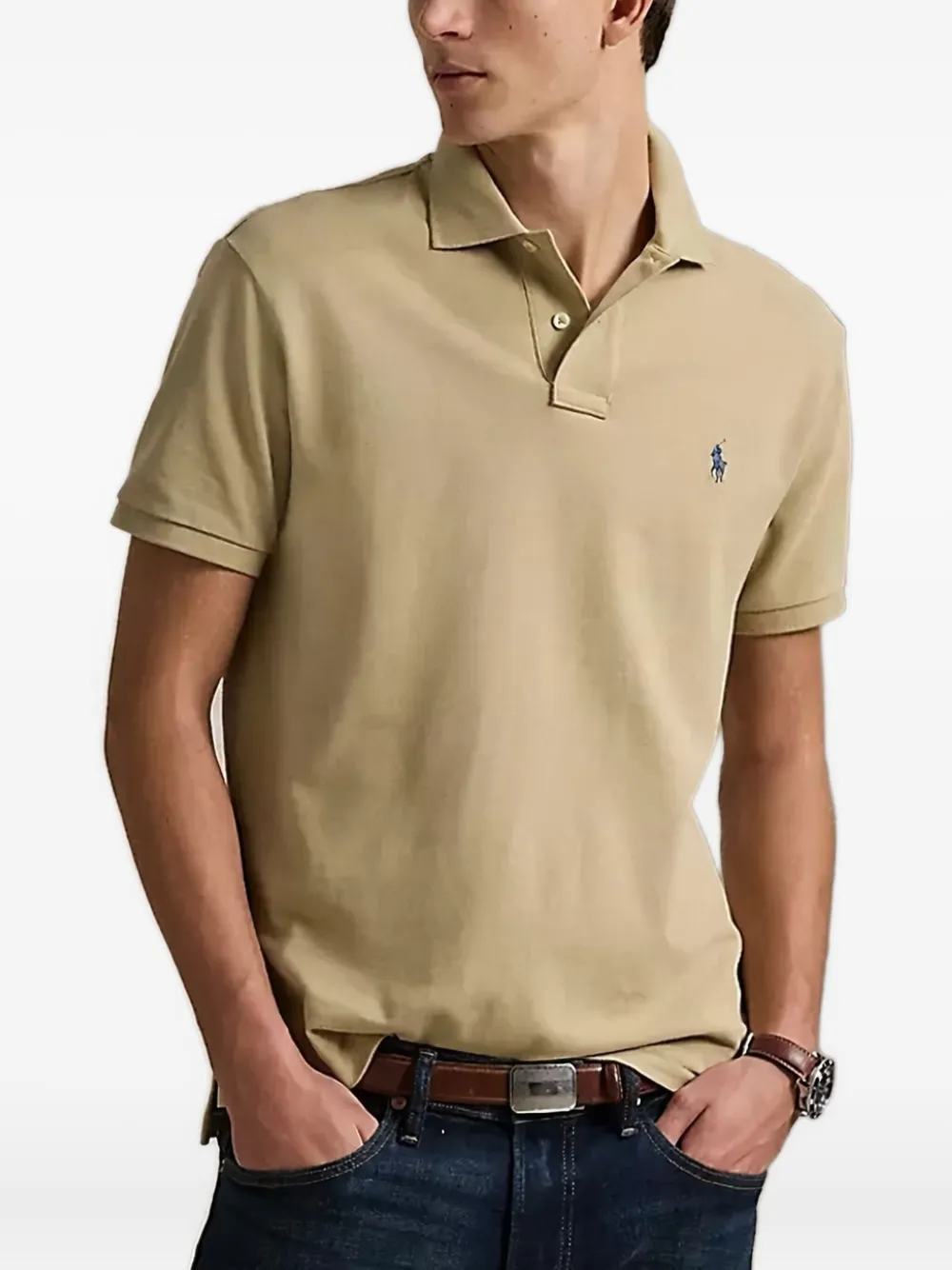 Polo Ralph Lauren embroidered-logo short-sleeve polo shirt Beige