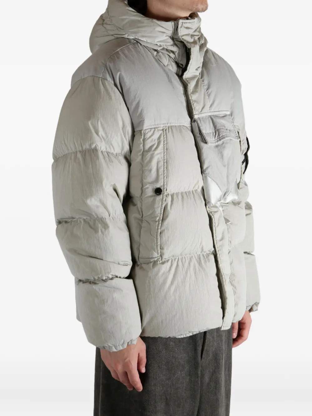 C.P. Company hooded puffer jacket Grijs