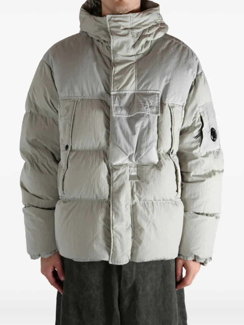C.P. Company hooded puffer jacket Grijs