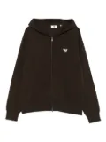 Wood Wood embroidered-logo zip-up hoodie - Brown