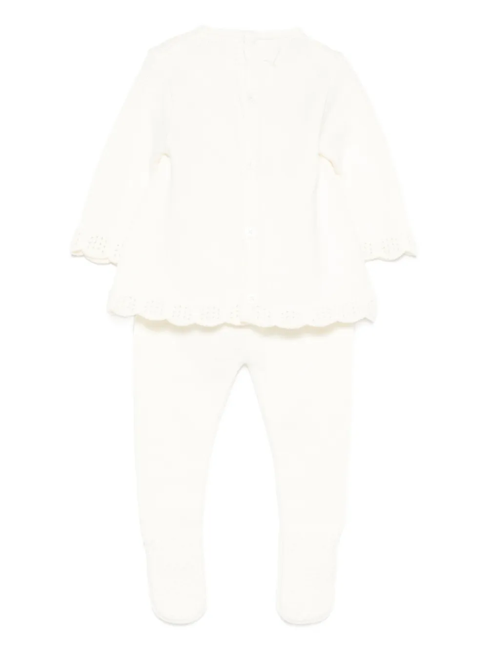 Paz Rodriguez Gebreide top en broek set met afwerking van kant Beige