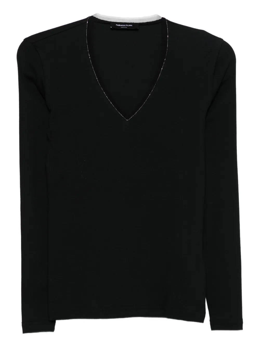 Fabiana Filippi V-neck long-sleeve T-shirt - Nero