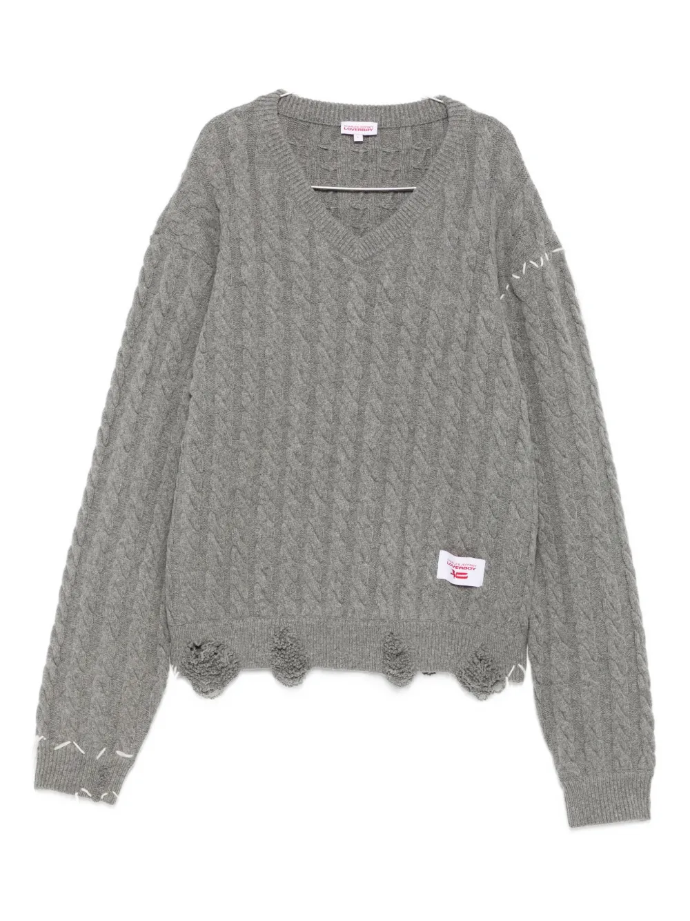 Charles Jeffrey Loverboy cable-knit V-neck sweater | Grey | Image 1