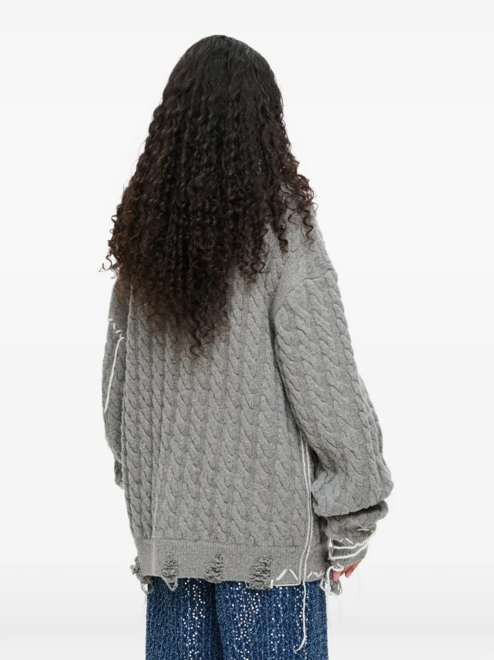 Charles Jeffrey Loverboy Kabelgebreide trui Grijs