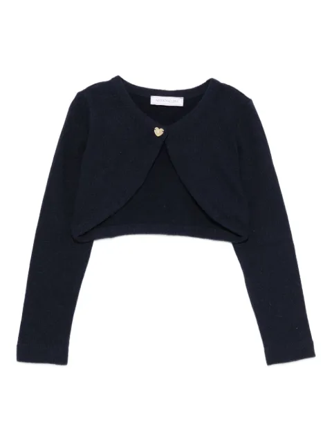 Monnalisa heart-button wool cardigan