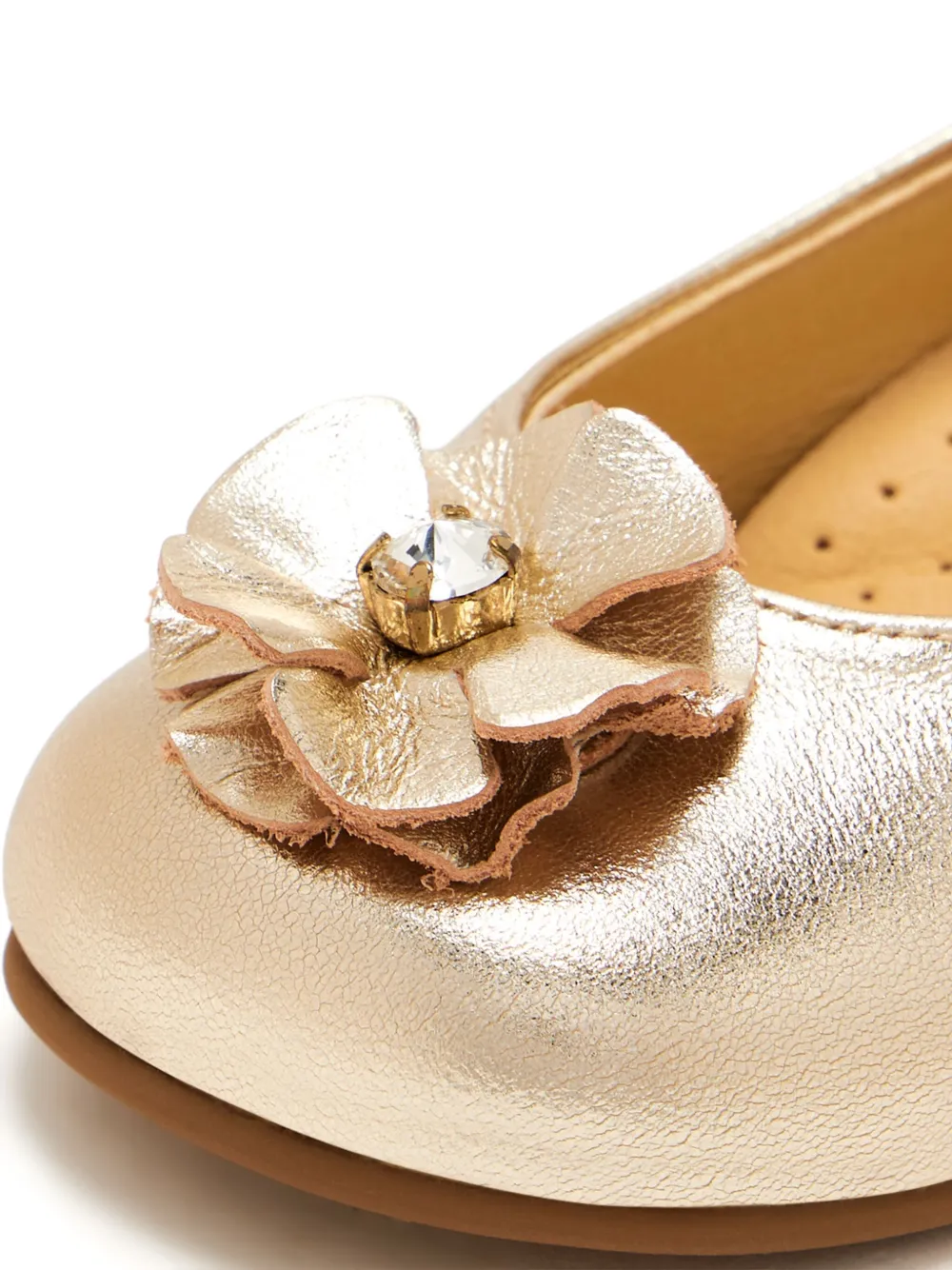ANDANINES ankle-strap flower-embellished ballerinas Gold
