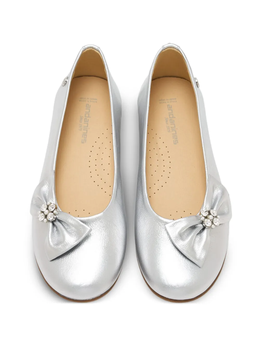ANDANINES Ballerina's met strik Zilver