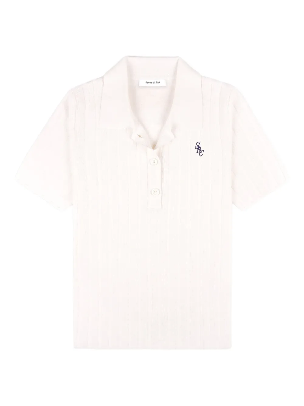Sporty & Rich SRC ribbed logo polo top Wit