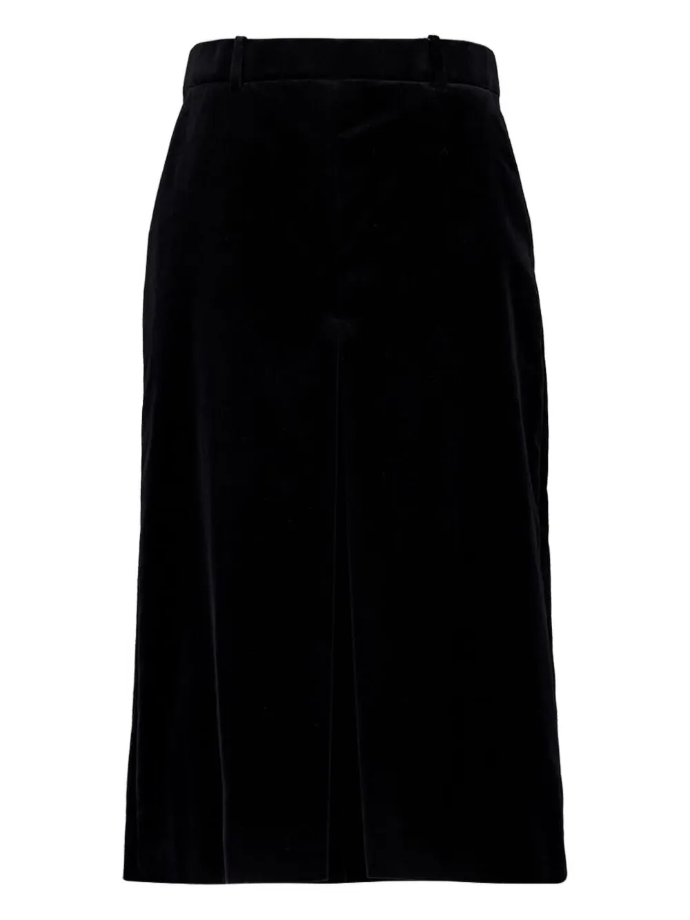 Saint Laurent Velvet-pleated Midi Skirt In Black