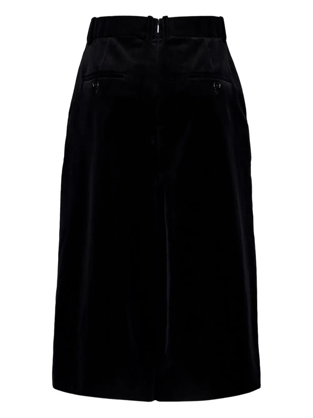 Saint Laurent Velvet-pleated Midi Skirt In Black