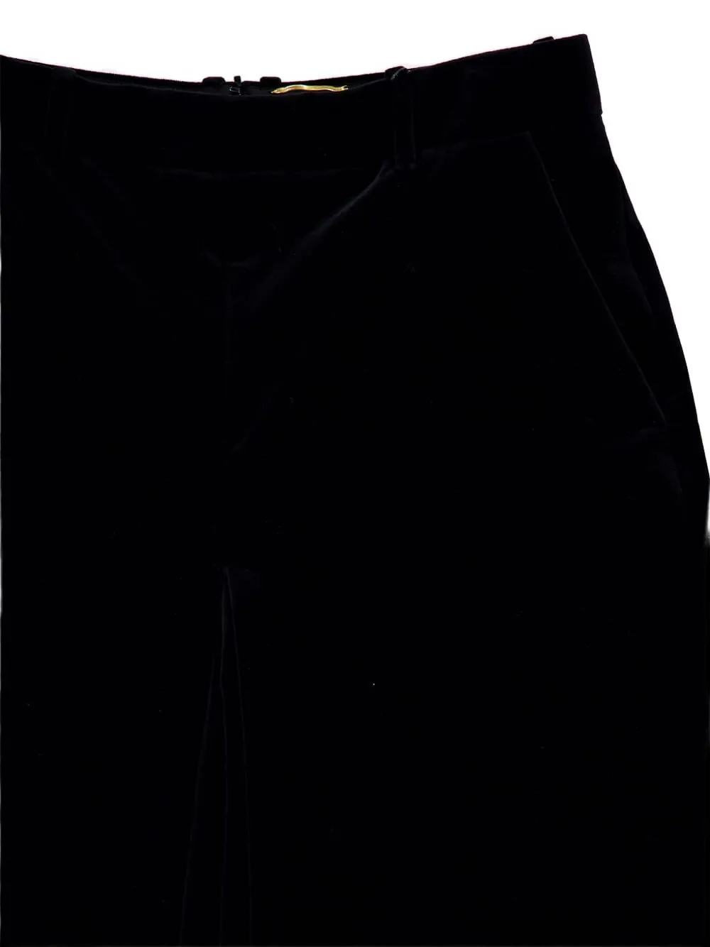 Saint Laurent Velvet-pleated Midi Skirt In Black