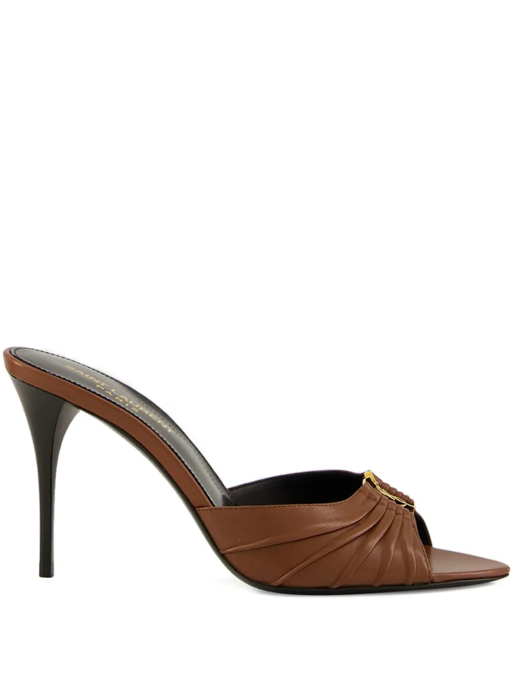 Saint Laurent 90mm Babylone leather heeled sandals Brown