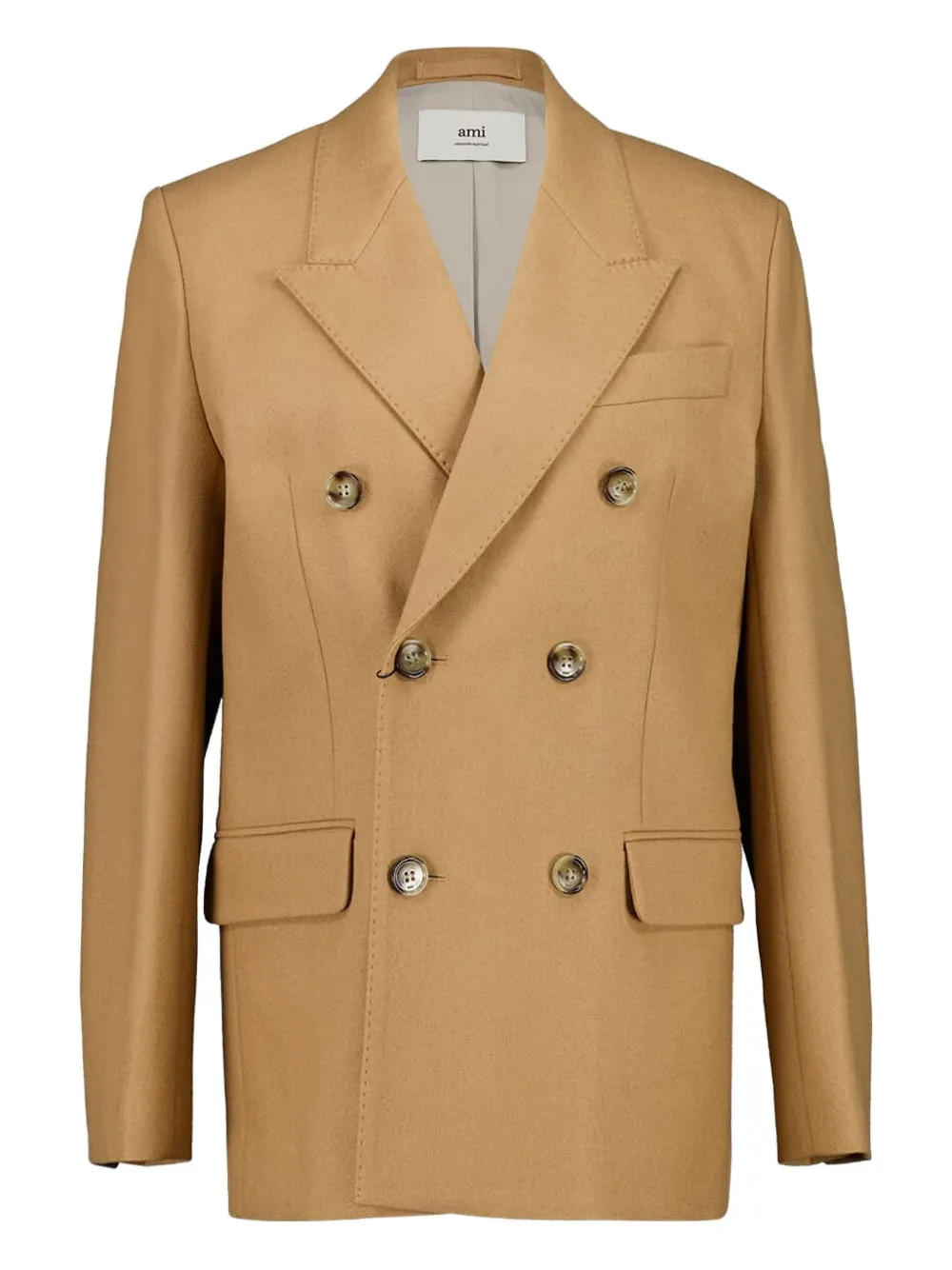 Ami Alexandre Mattiussi Double-breasted Wool Blazer In Brown